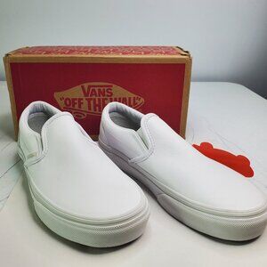 Vans Womens True White Classic Tumble Slip-on Sneakers 6